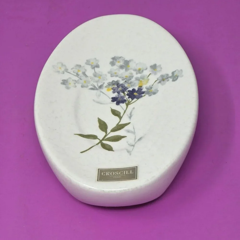 Croscill Tranquility‎ Oval Ceramic Soap Dish With Floral Design Made In China